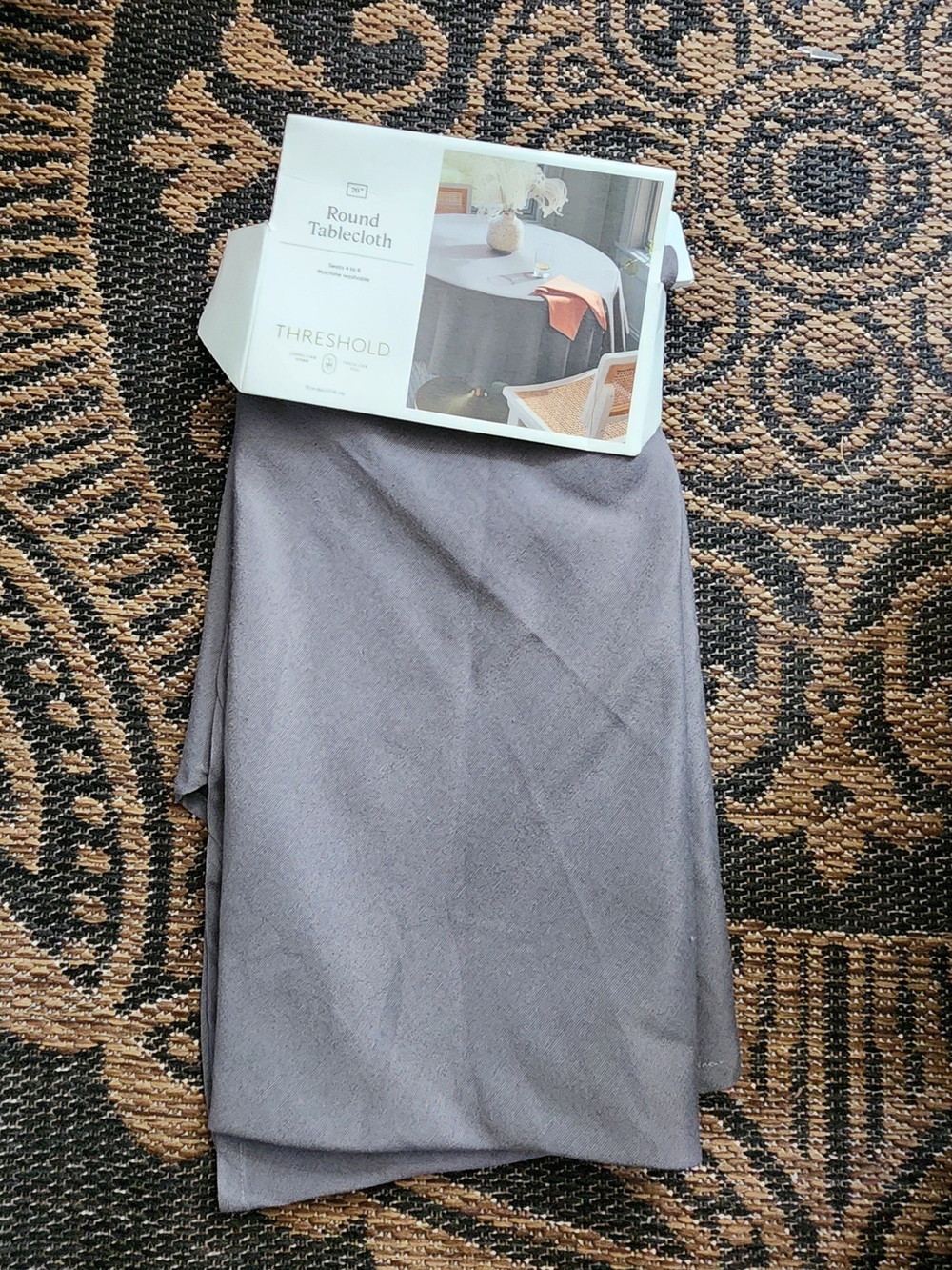 Threshold Solid Round Tablecloth 70" - Gray Wrinkle - Resistant